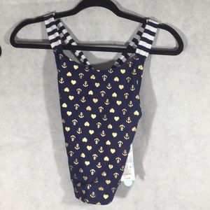 Girls navy swim top #69